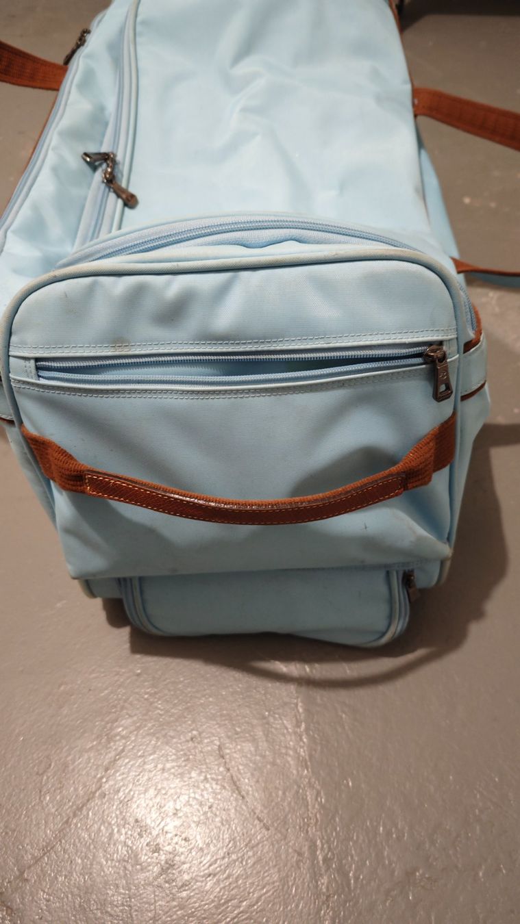 Longchamp Valigie: Longchamp Le Pliage Reisetasche mit Rollen, hellblau – Usato da Zürich venduto da Kybele25 6