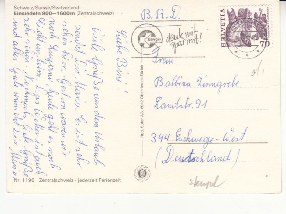 Cartoline postali: Einsiedeln 1982 – Usato da Bürglen TG venduto da StampGraf 1