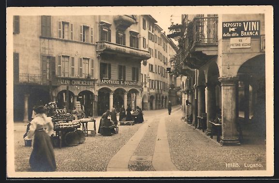 Cartoline postali: AK Lugano, Via Pretorio Ecchio – Usato da Berlin venduto da bartko-reher