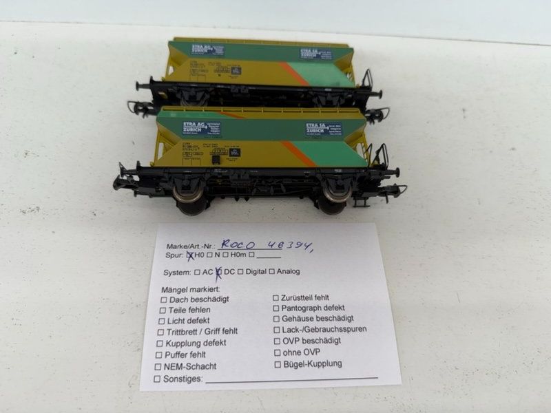 Roco Modelleisenbahnen: Spur H0 Roco 2er Set SBB Silowagen ETRA – Gebraucht aus Büsserach von ModellbahnDepot 3