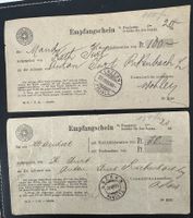 Deux récépissés postaux de 1886 et 1890
