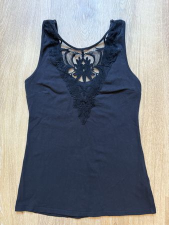 Débardeur/top noir dentelle stretch H&M, t.36/S