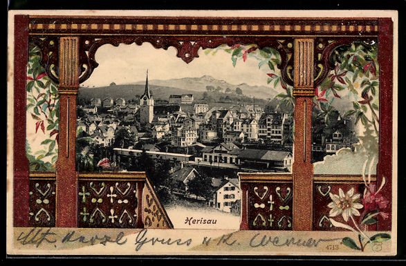 Cartes postales: Präge-AK Herisau, Ortsansicht von einem – D'occasion à Berlin par bartko-reher