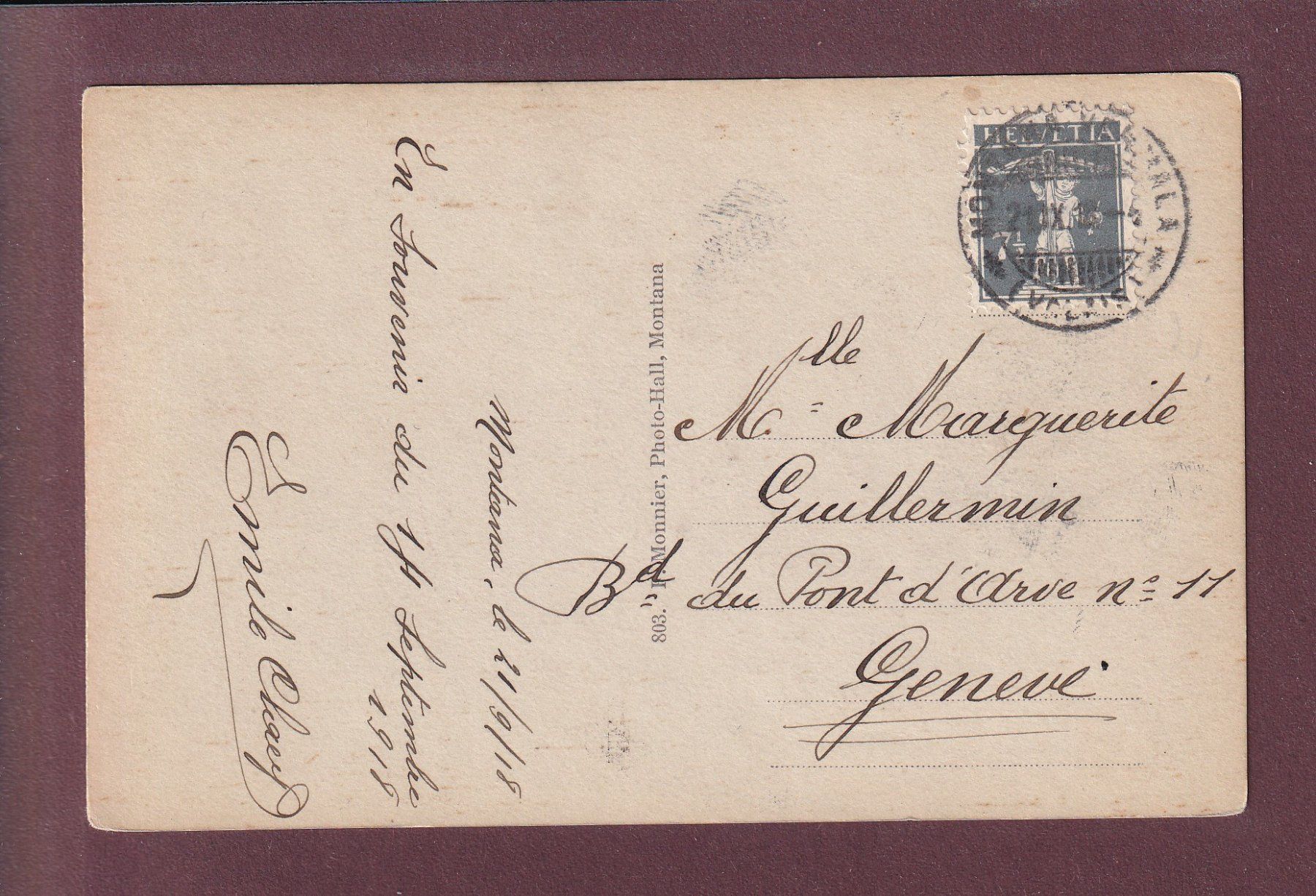 Cartoline postali: Au MONT LACHAUX - Rawyl - 1918 – Usato da Pully venduto da nicecards 1