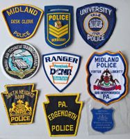 9 USA Police Abzeichen Stoff & Metall