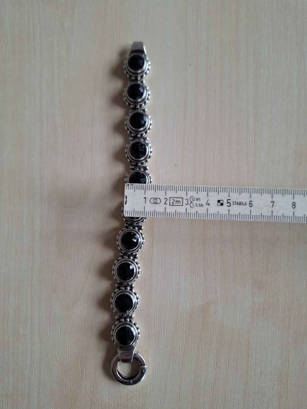Onyx Bracciali & Braccialetti: Silberarmband massiv mit Onyxsteinen – Nuovo (secondo la descrizione) da Buochs venduto da LUINO7 5