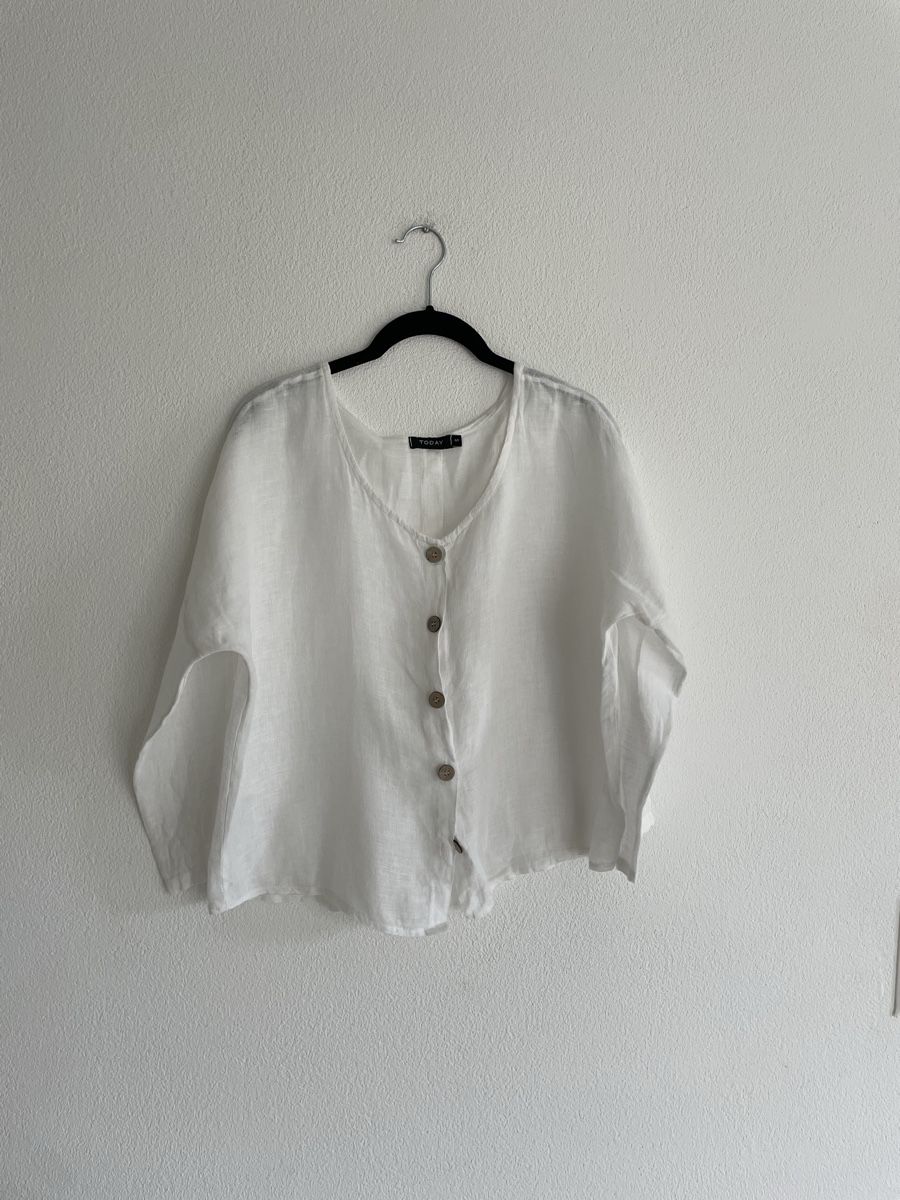 Camicette: White Linen Summer Top - Size Small – Usato da Richterswil venduto da Prangins9
