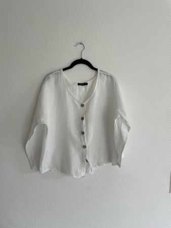 White Linen Summer Top - Size Small