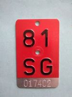 Velonummern Fahrradnummer SG 81