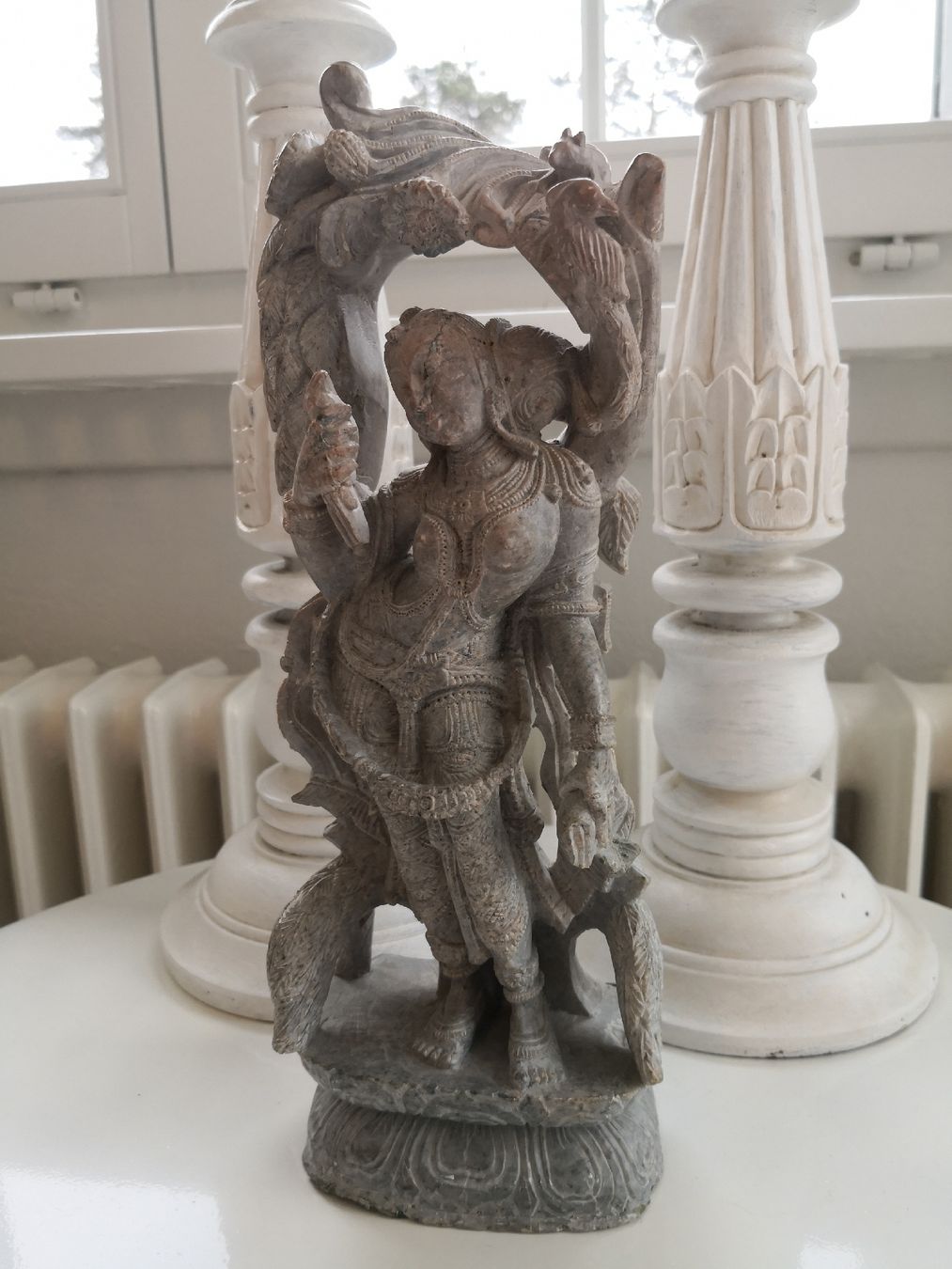 Sculture & Statue: HANDGEMEISELTE DEVA STATUE AUS SPECKSTEIN EINZELSTÜCK INDIEN – Nuovo (secondo la descrizione) da Olten venduto da Naja-Twins-Twins 2