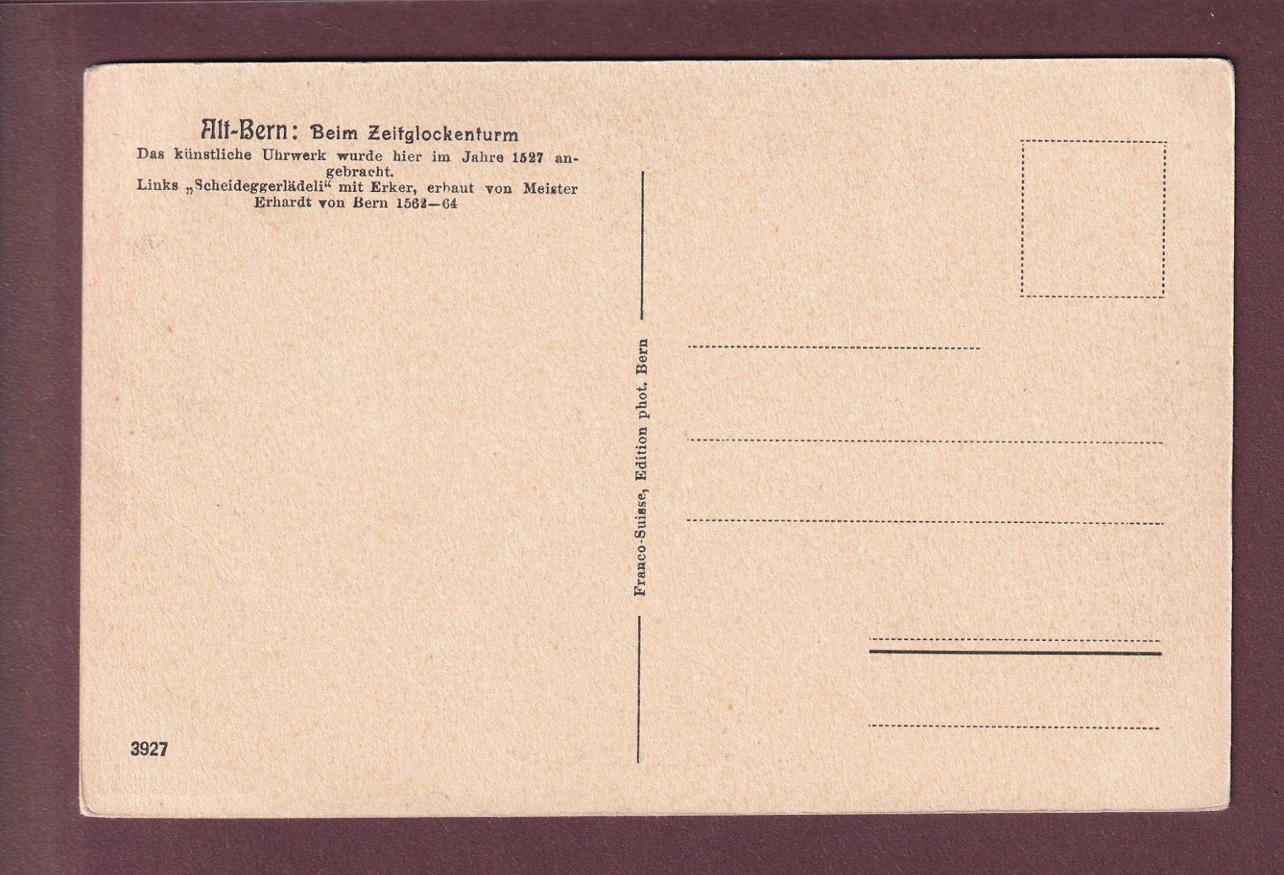 Cartes postales: BERN - Beim Zeitglocken – D'occasion à Pully par nicecards 1
