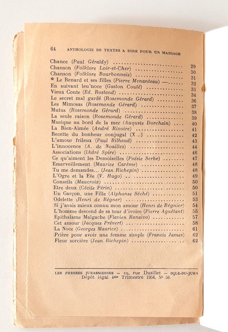 Libri: Anthologie de textes à dire "Mariage" – Usato da Savagnier venduto da Marderuth 3