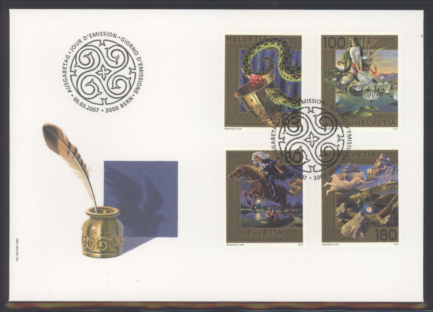 Tutti i francobolli: 2007, FDC, Sondermarken Sagenhafte Schweiz – Usato da Willisau venduto da Vollstempel