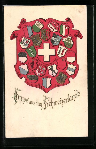 Cartes postales: AK Schweiz, Wappen der Schweizer Kantone – D'occasion à Berlin par bartko-reher