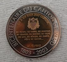pièce commemorative suisse du canton de vaud