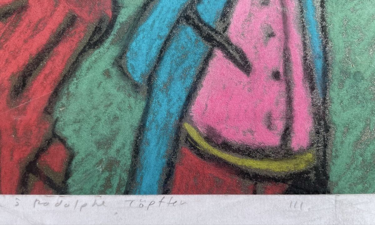 Dipinti: G. Schwitzgebel pastel sur papier de verre R. Töpffer – Usato da Biel/Bienne venduto da Galaq 3