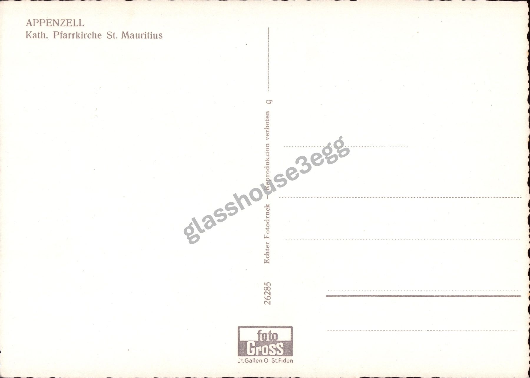 Cartoline postali: AK Appenzell Kath. Pfarrkirche St. Mauritius – Usato da Eggersriet venduto da glasshouse3egg 1