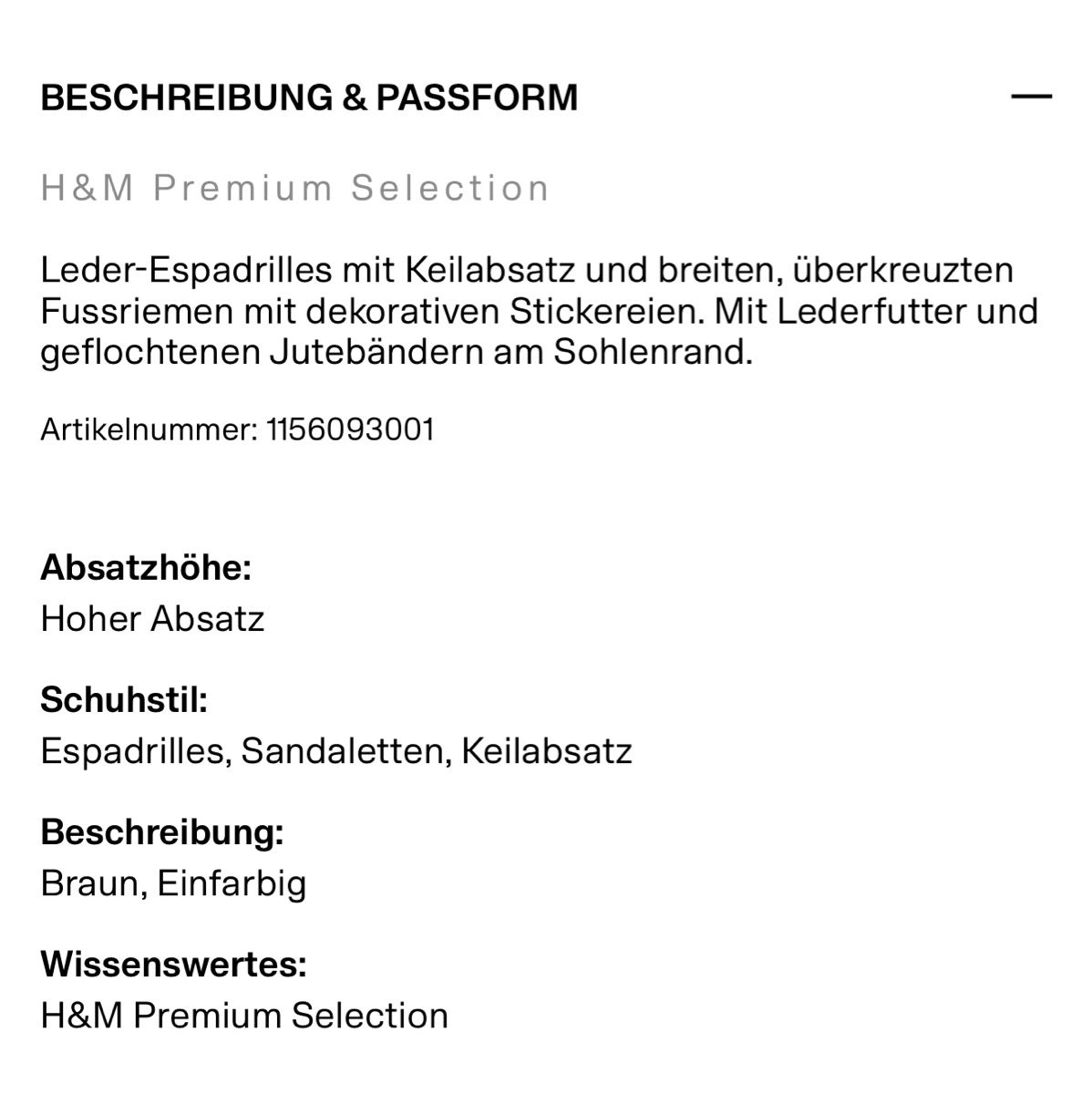 H&M Damenschuhe: H&M Leder Espadrilles mit Keilabsatz braun Grösse 37 – Neu (gemäss Beschreibung) aus Hittnau von Sugar-Apple 7