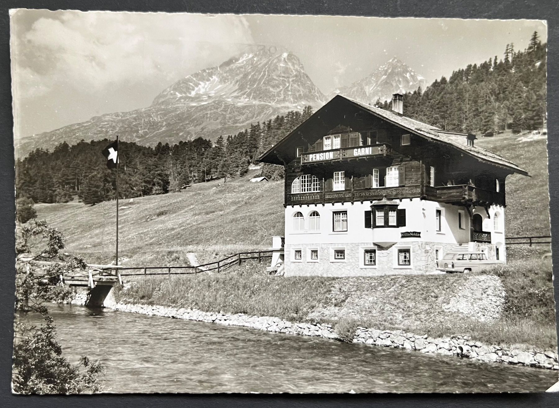 Cartoline postali: Pension Nolda St. Moritz-Les-Bains Engadin ca. 1950 – Usato da Ostermundigen venduto da DaxKarten-75