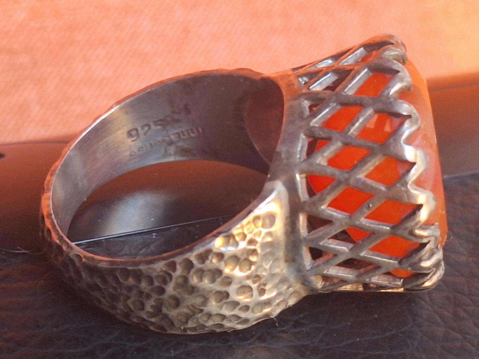 Anelli: Bague argentée avec pierre orange 925 – Usato da Tannay venduto da v1n1p00h 1