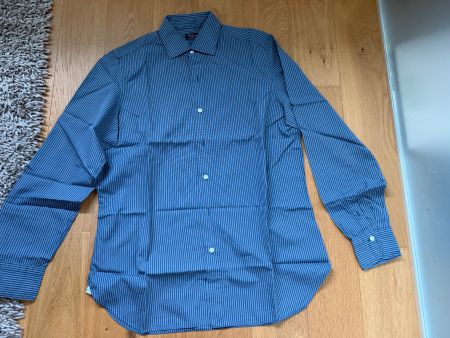 Finamore 1925 Herren Hemd  blau gestreift Grösse 42