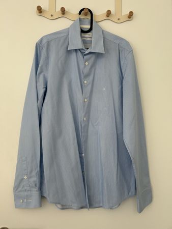 Herren Hemd Calvin Klein hellblau gemustert Slim Fit M