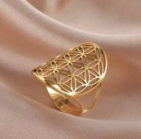 Fingerring Lebensblume anschmiegsam golden (56/18)