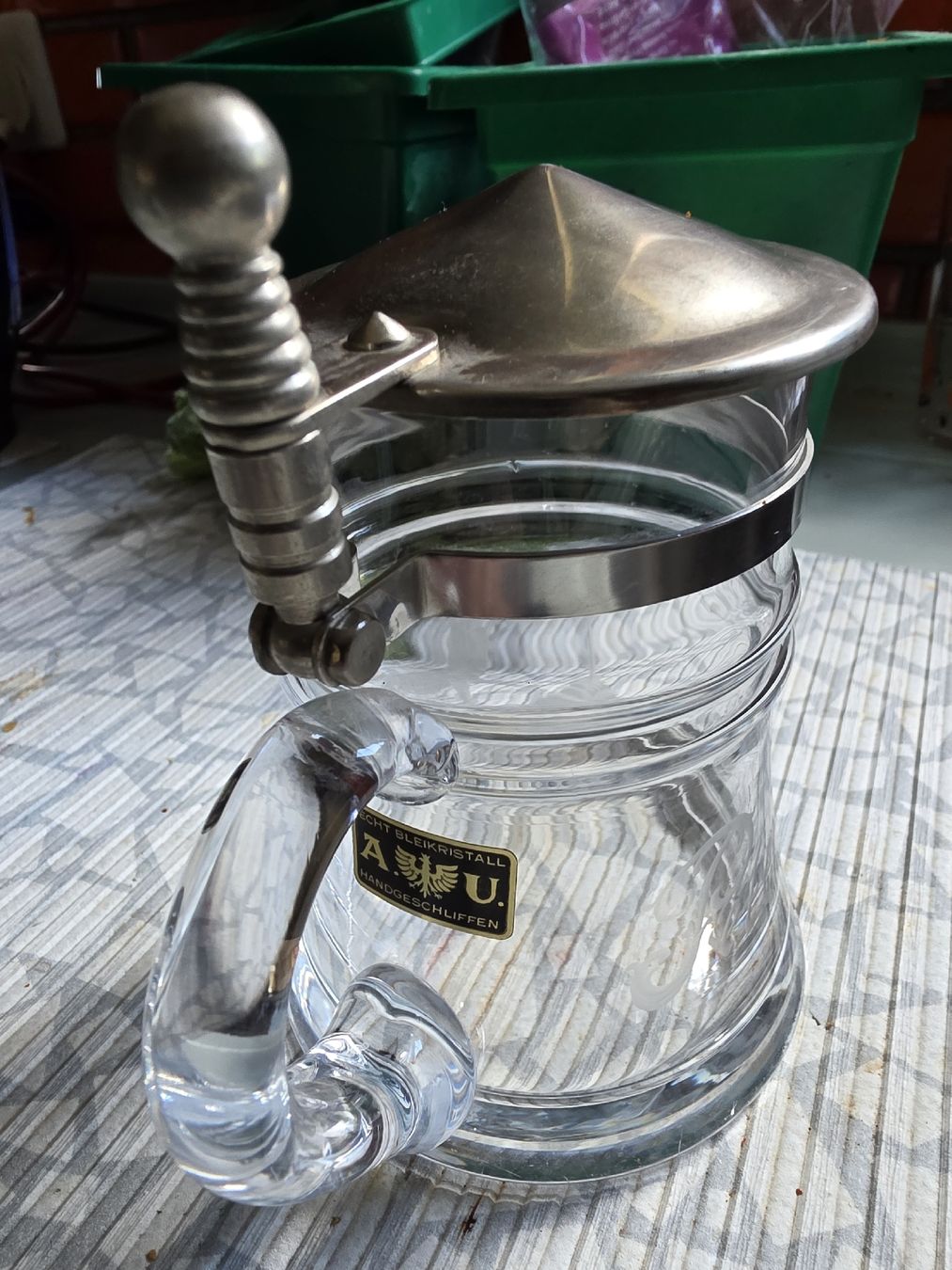 Bicchieri: Bleikristall Beer Mug with Pewter Lid Engraved – Nuovo (secondo la descrizione) da Hinwil venduto da Ehretstock8 2