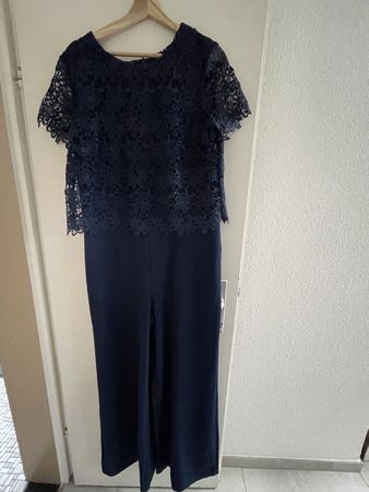 Elegante Jumpsuit-Hose dunkelblau Spitze Gr. 44 Top Zustand