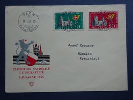 1955 Z-Nr. W33 -W34 Blockausschnitt auf FDC mit ET-Voll BERN