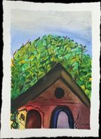 The Forgotten House, Orig. Aquarell auf Karte, Outsider Art