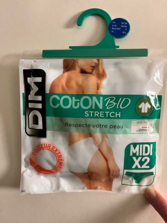 DIM, Slip Midi Coton Stretch, Grösse 34/36, 2 Stück in Weiss