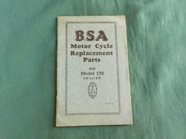 * BSA Motorräder, Ersatzteilliste, 1938