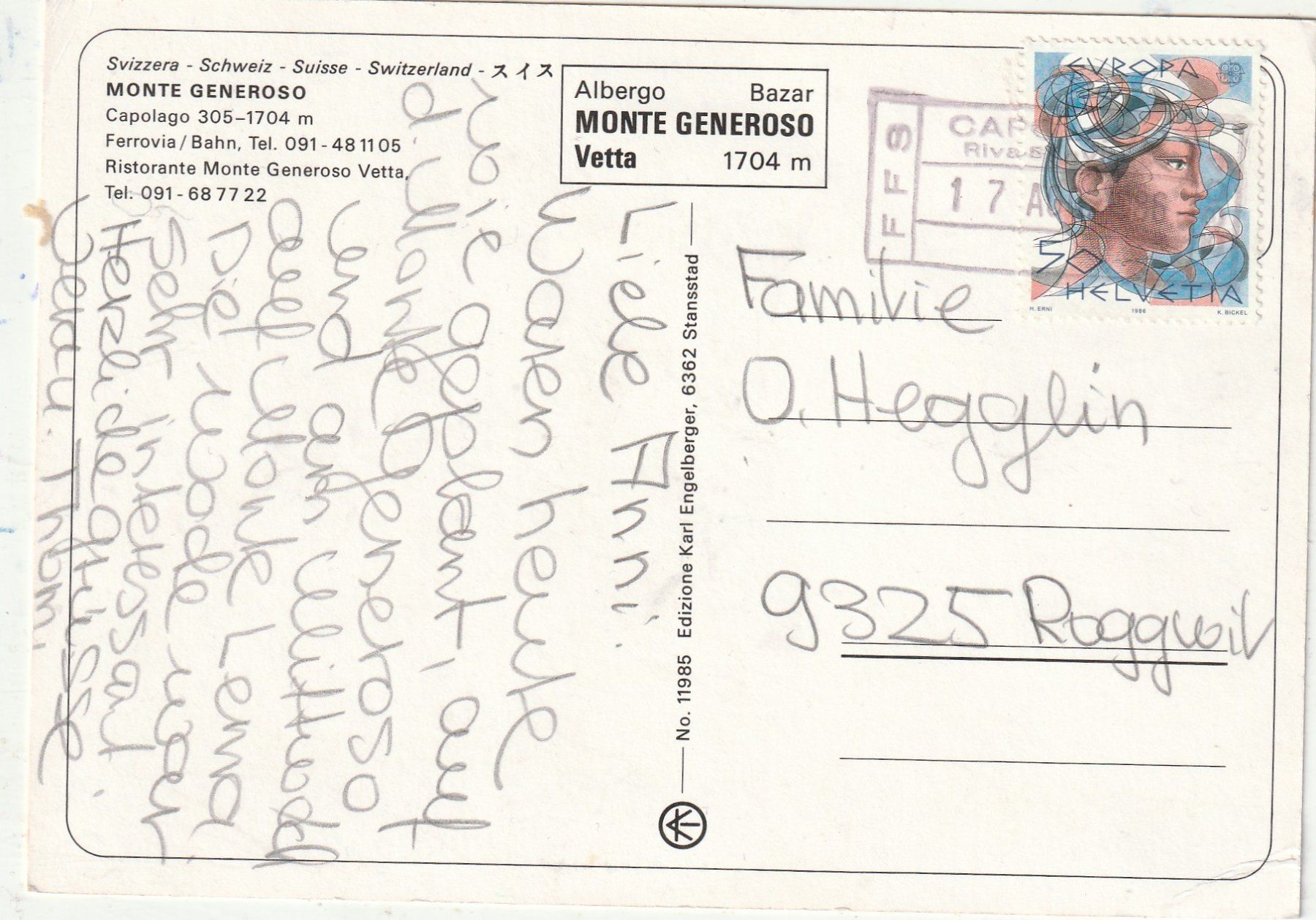Cartes postales: Bahn Monte Generose – D'occasion à Lumbrein par made02 1