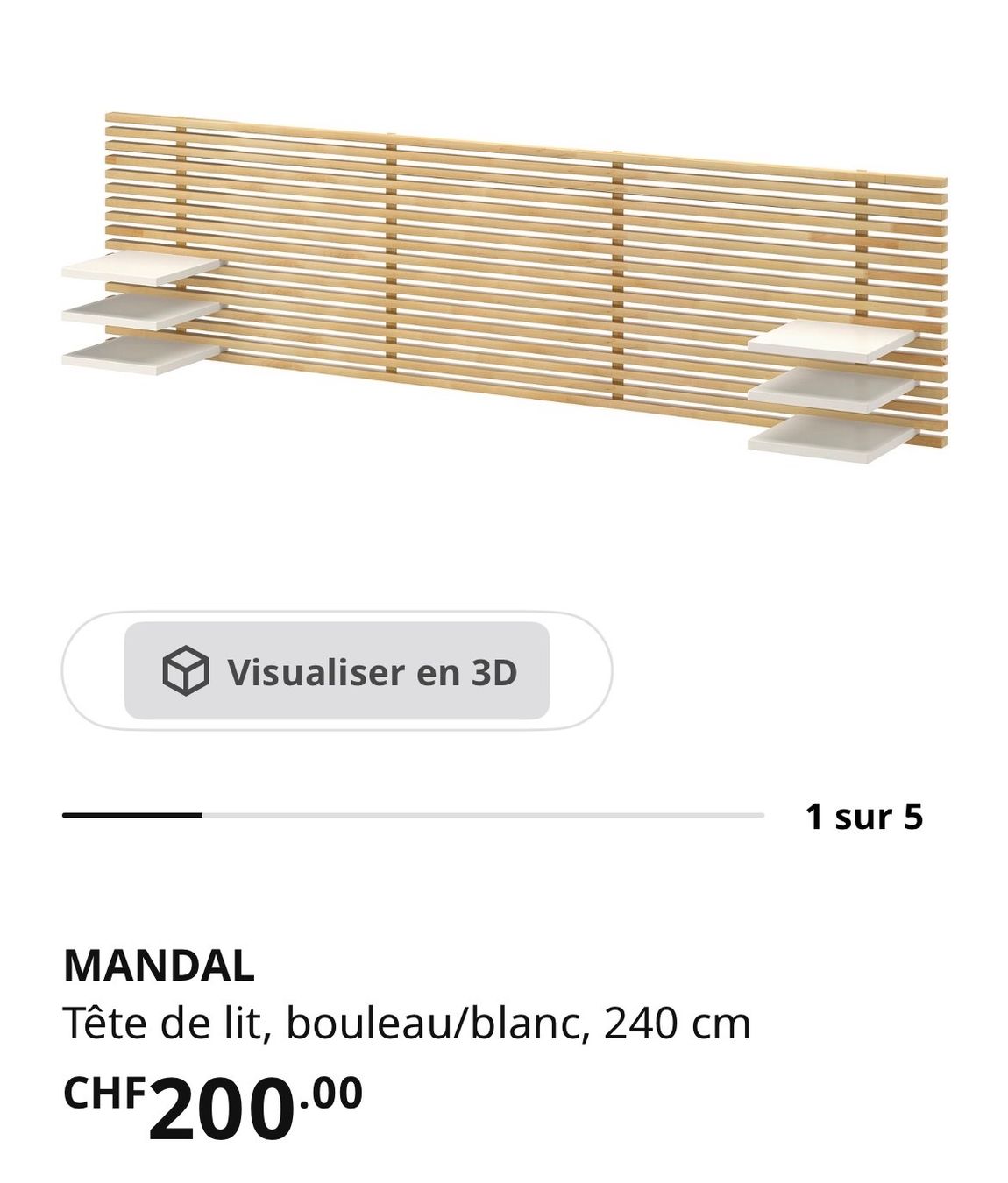 Ikea Letti: Tête de lit Mandal IKEA – Usato da Nyon venduto da pouet-pouet 1