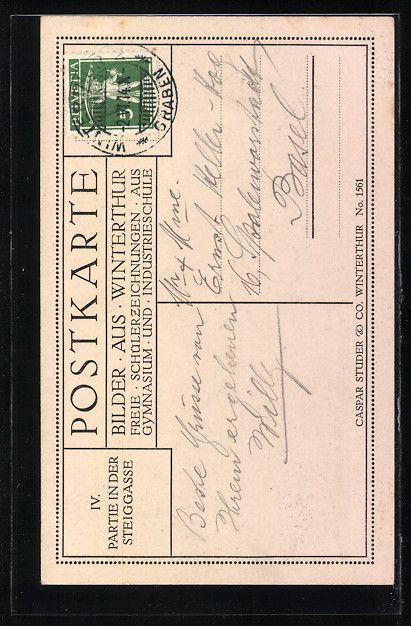 Cartoline postali: Winterthur, Partie in der Steiggasse – Usato da Berlin venduto da bartko-reher 1