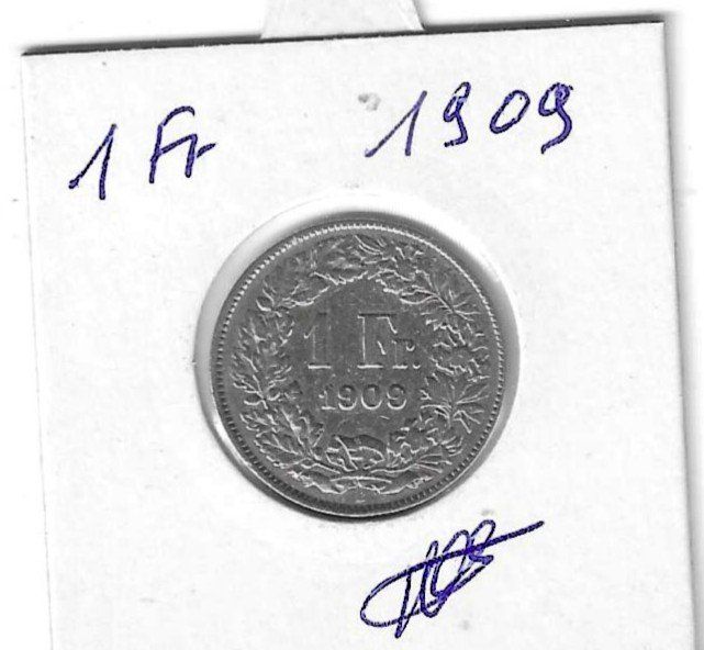 Tutti le monete: Monnaie Suisse: 1 Fr 1909 – Usato da Muraz (Collombey) venduto da Resine