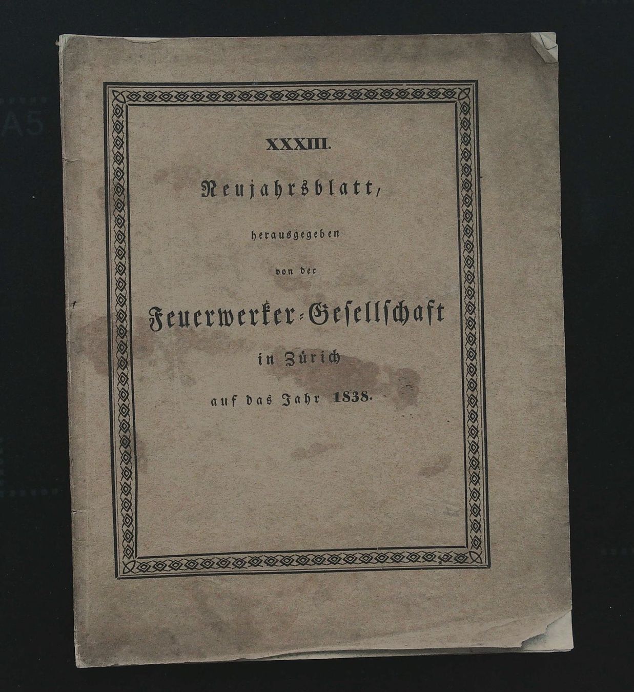 Stiche: Winterthur  Neujahrsblatt 1838 – Gebraucht aus Rafz von Helvet32 2