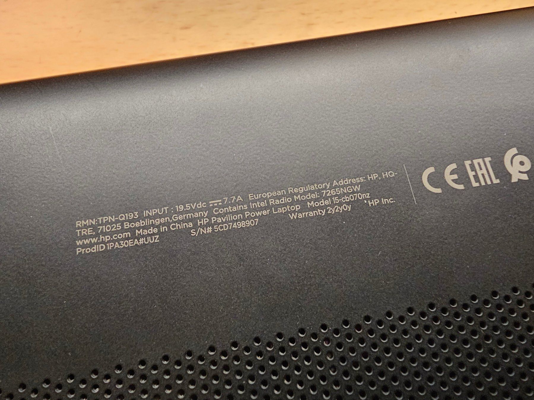 Hewlett Packard Portables: HP Pavilion Power i7, FullHD, GTX 1050 – Défectueux à Weiach par xx-xx 3