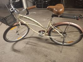 Citybike Avenue Beverly beige mit Korb und Gepäckträger