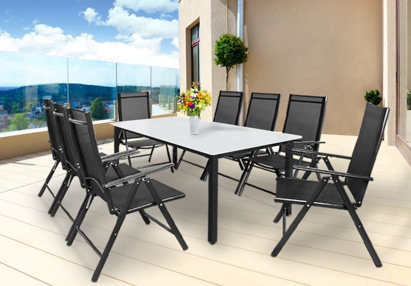 Tischset: 9 teilige Garten Sitzgruppe Milchglas – Neu und originalverpackt aus Winterthur von aredo 9