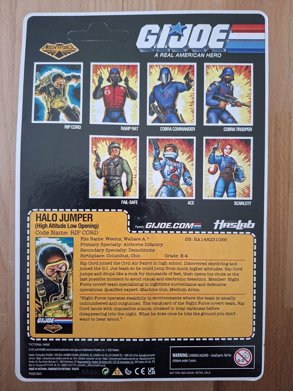 Hasbro Spielzeuge: G.I. Joe "Rip Cord" HasLab Hasbro Pulse Exclusive (O-Ring) – Neu (gemäss Beschreibung) aus Iragna von vicdeolive_0 1
