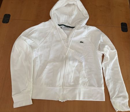 Lacoste Kapuzenjacke weiss Grösse 40 Baumwollmischung