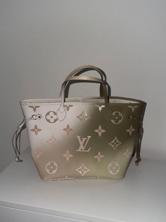 Louis Vuitton Tasche, hellbeige, hellgruen Neverfull limited