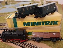 Fleischmann Picolo Dampflok Nr. 8018 & 3 Minitrixwagen!