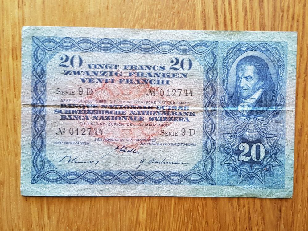 Alte 20 Franken Banknote, Jahrgang 1935 | Kaufen Auf Ricardo