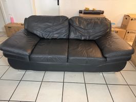 Leder Sofa schwarz 3-Sitzer und 2-sitzer