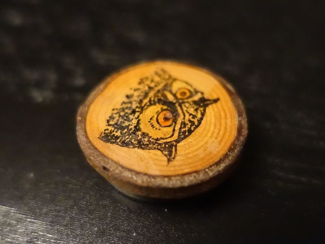Magnete: Magnet mit Eule aus Holz – Gebraucht aus Russikon von Eulenfeder 1