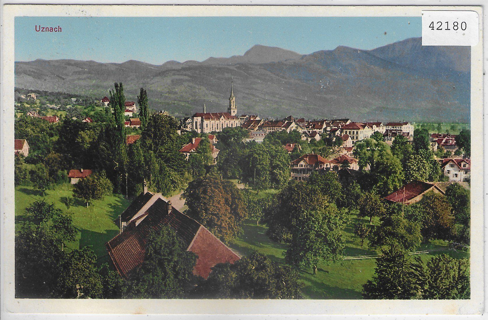 Cartoline postali: Uznach - Generalansicht - Litho – Usato da Ettingen venduto da Kartenplanet