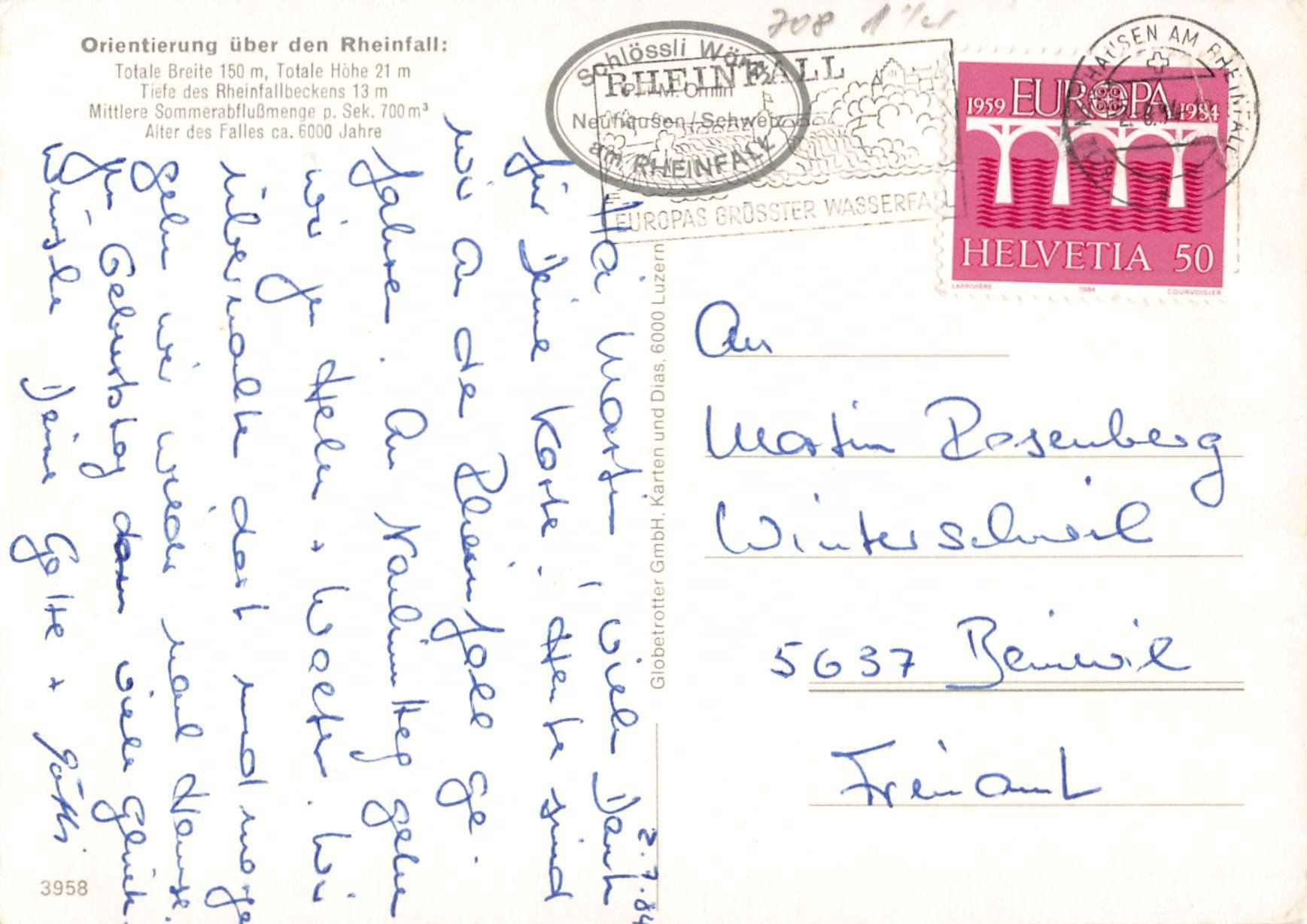 Cartoline postali: Gruss vom RHEINFALL NEUHAUSEN, ab 1.-- – Usato da Winterthur venduto da SchatzchischtliWinti 1